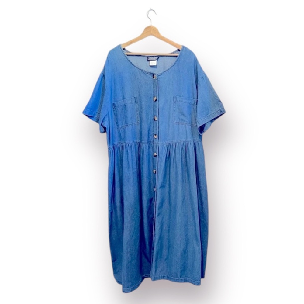 Chorus Blues 100% Cotton Button Front Denim Dress Size 16